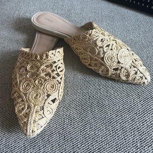 Mango woven mules in Natural